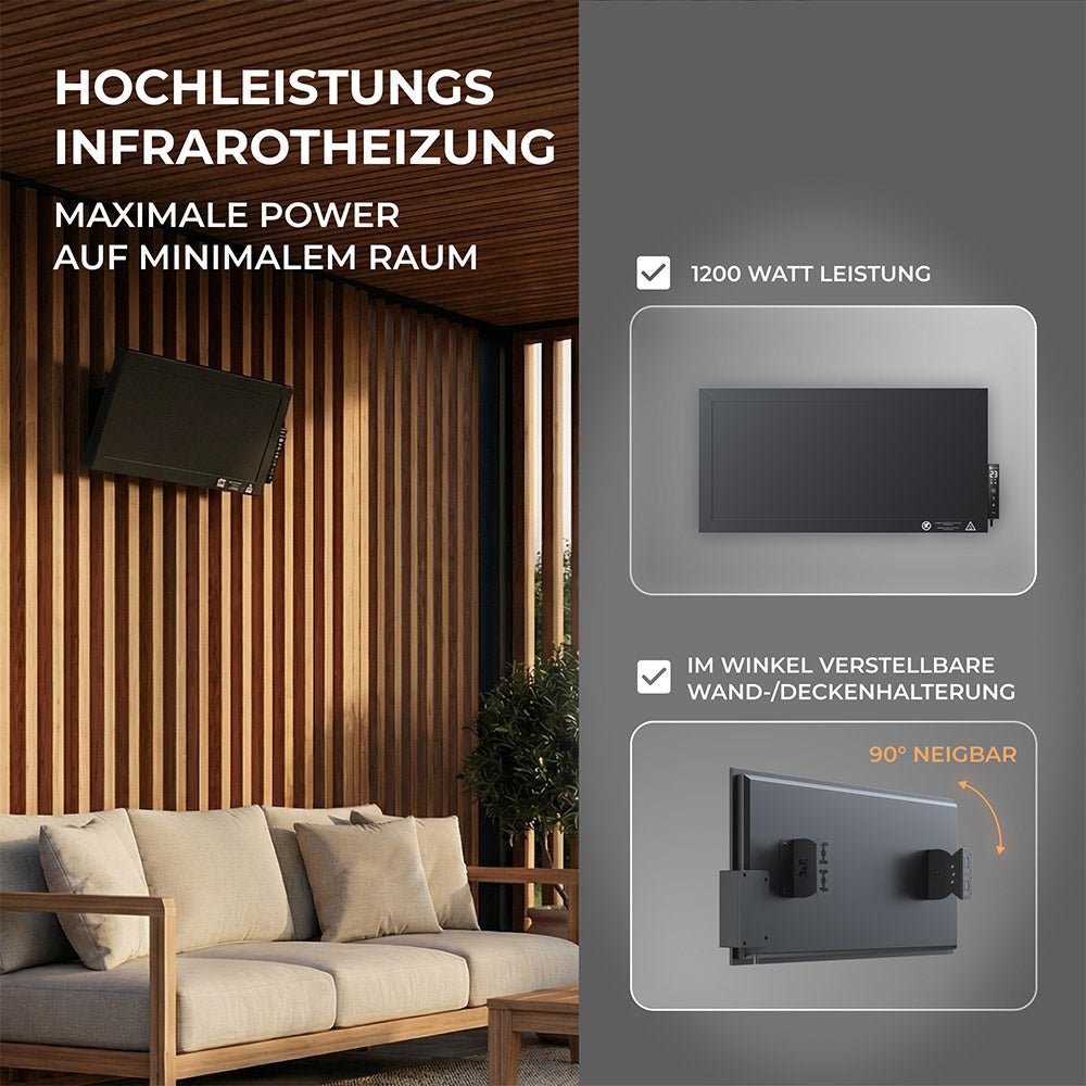 Hochleistungs Infrarotheizung 1200 Watt - Bringer - Germany -