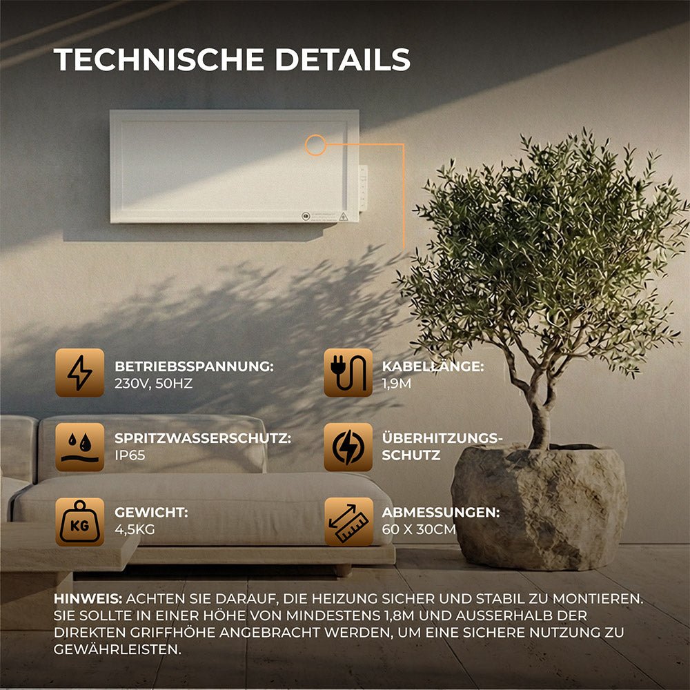 Hochleistungs Infrarotheizung 1200 Watt - Bringer - Germany -