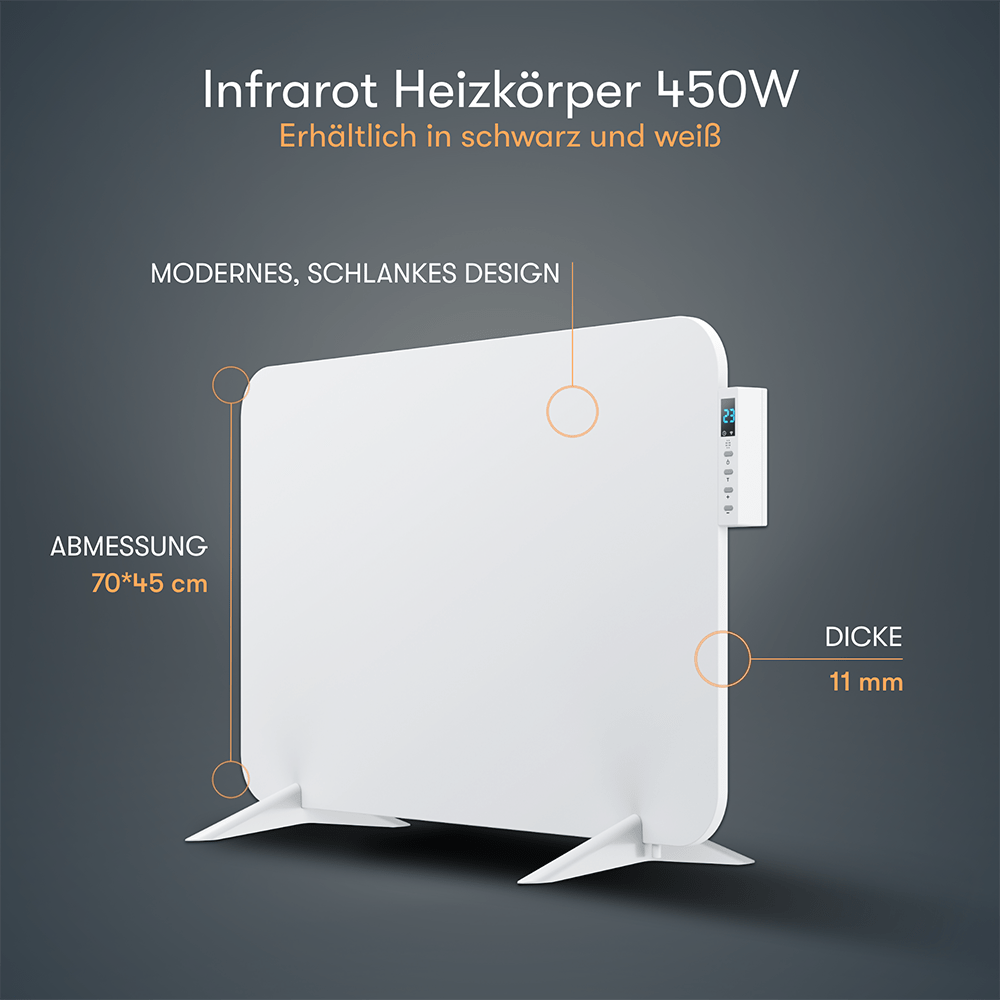 Metall Infrarotheizung 450W mit Smart Thermostat B - Ware - Bringer - Germany -