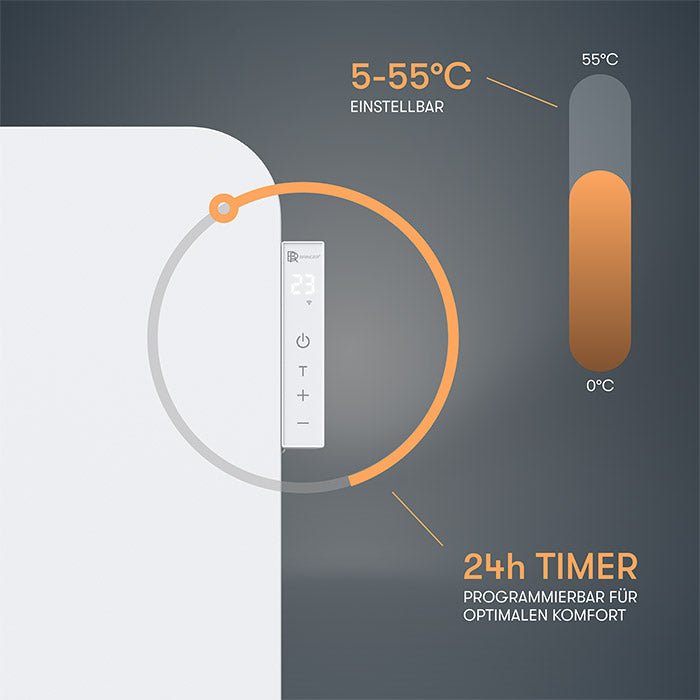 Metall Infrarotheizung 450W mit Smart Thermostat - Bringer - Germany -