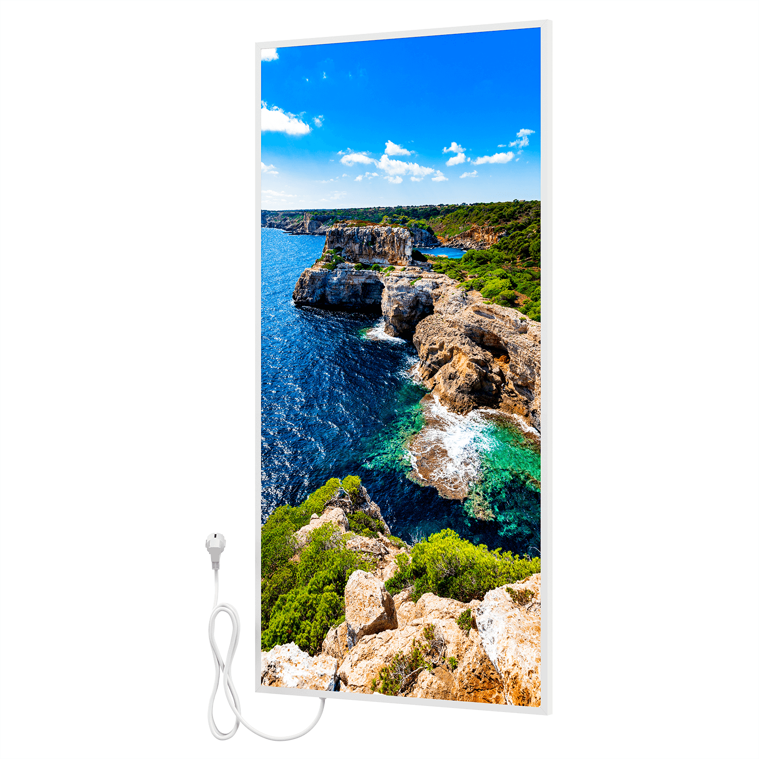 Bringer® Bild Infrarotheizung mit Rahmen - Inselküste, Mallorca