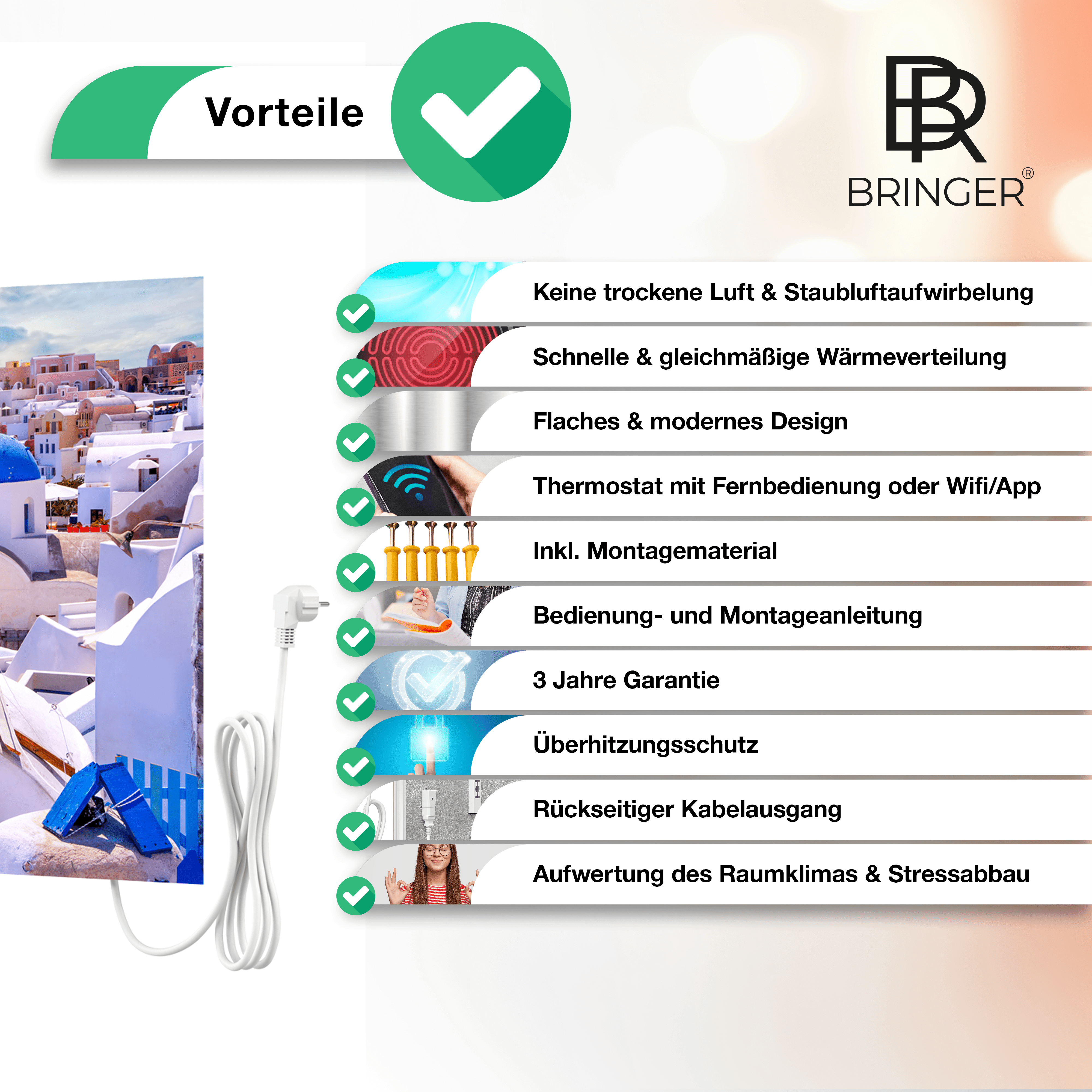 Bild Infrarotheizung, rahmenlos - Santorini, Griechenland - Bringer-Germany-