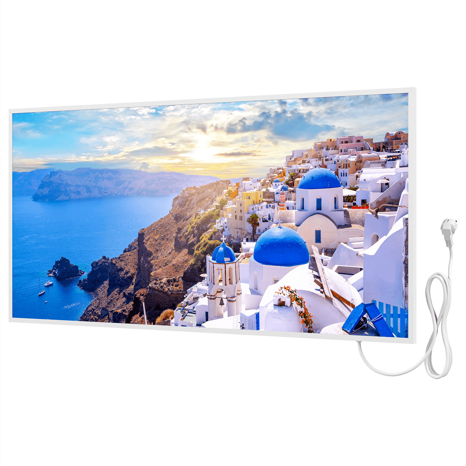 Bringer® Bild Infrarotheizung mit Rahmen - Santorini, Griechenland - Bringer-Germany-