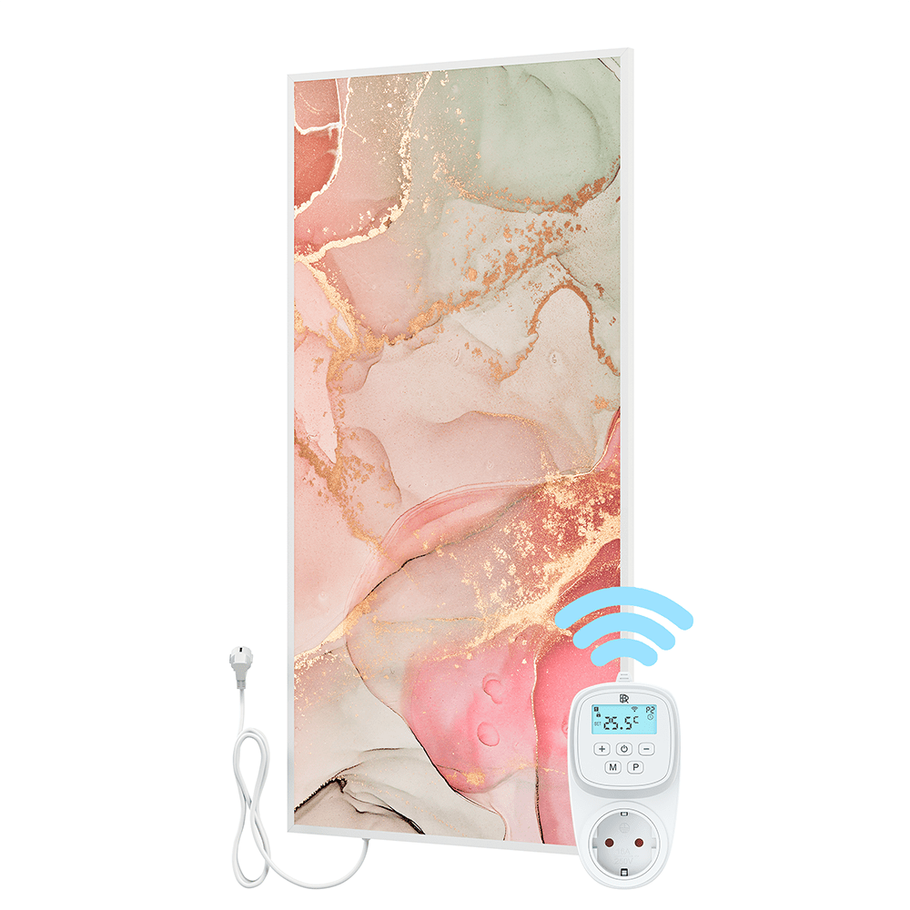 Bringer® Bild Infrarotheizung mit Rahmen - Fluid Art Marmor Optik, rosa - Bringer - Germany - Infrarotheizung