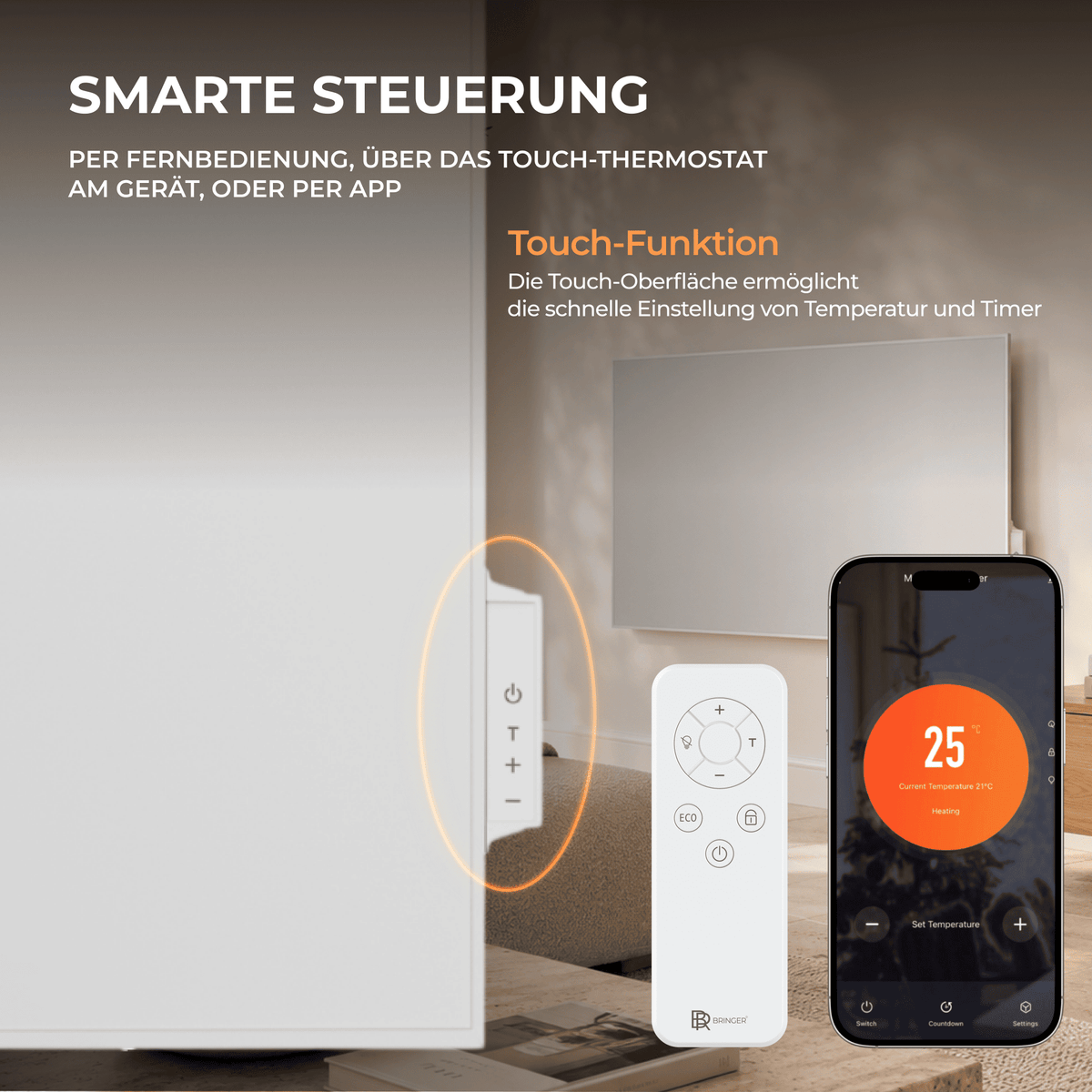 Infrarotheizung 1200 Watt mit Thermostat - Bringer-Germany-Infrarotheizung