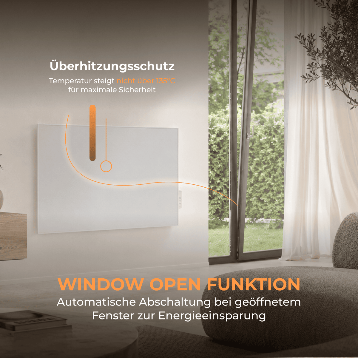 Infrarotheizung 1200 Watt mit Thermostat - Bringer-Germany-Infrarotheizung