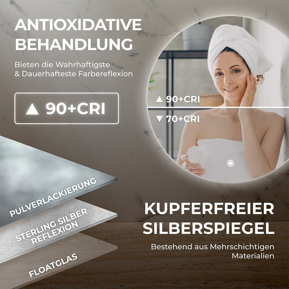Bringer® Badspiegel mit Beleuchtung Rund - BRRS201 - Bringer - Germany - Badspiegel
