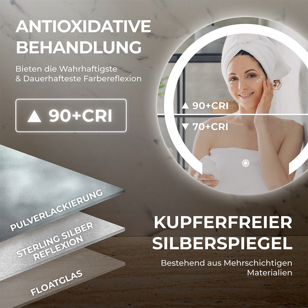 Bringer® Badspiegel mit Beleuchtung Rund - BRRS202 - Bringer - Germany - Badspiegel