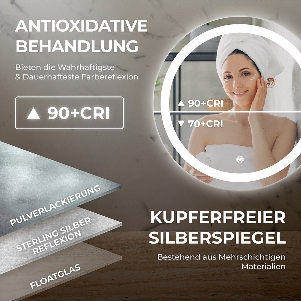 Bringer® Badspiegel mit Beleuchtung Rund - BRRS203 - Bringer - Germany - Badspiegel