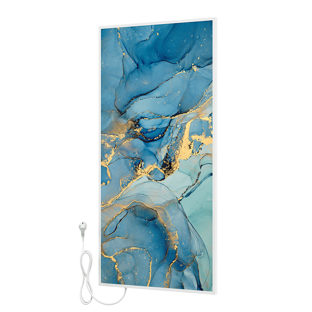 Bringer® Bild Infrarotheizung mit Rahmen - Fluid Art Marmor Optik, blau