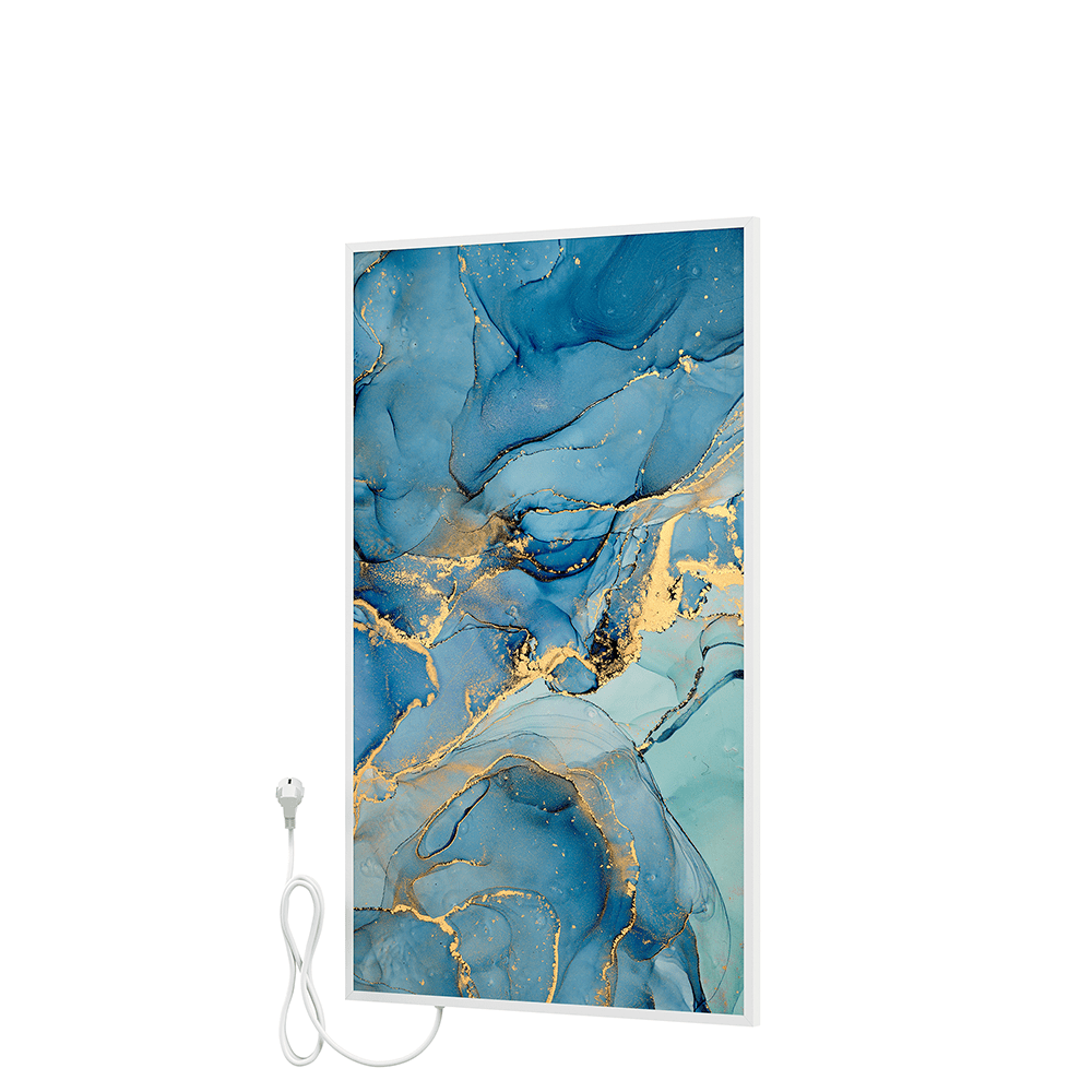Bringer® Bild Infrarotheizung mit Rahmen - Fluid Art Marmor Optik, blau